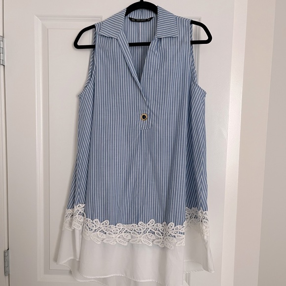 ✨HOST PICK✨ Zara Striped Contrast Lace Hem Cotton Dress NWOT - Picture 3 of 10